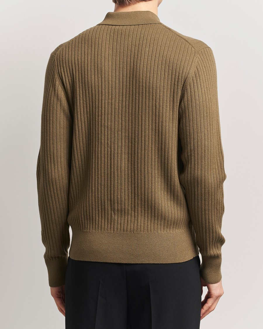 Homme | Pulls Et Tricots | Filippa K | Cotton Merino Ribbed Knitted Cardigan Olive Green
