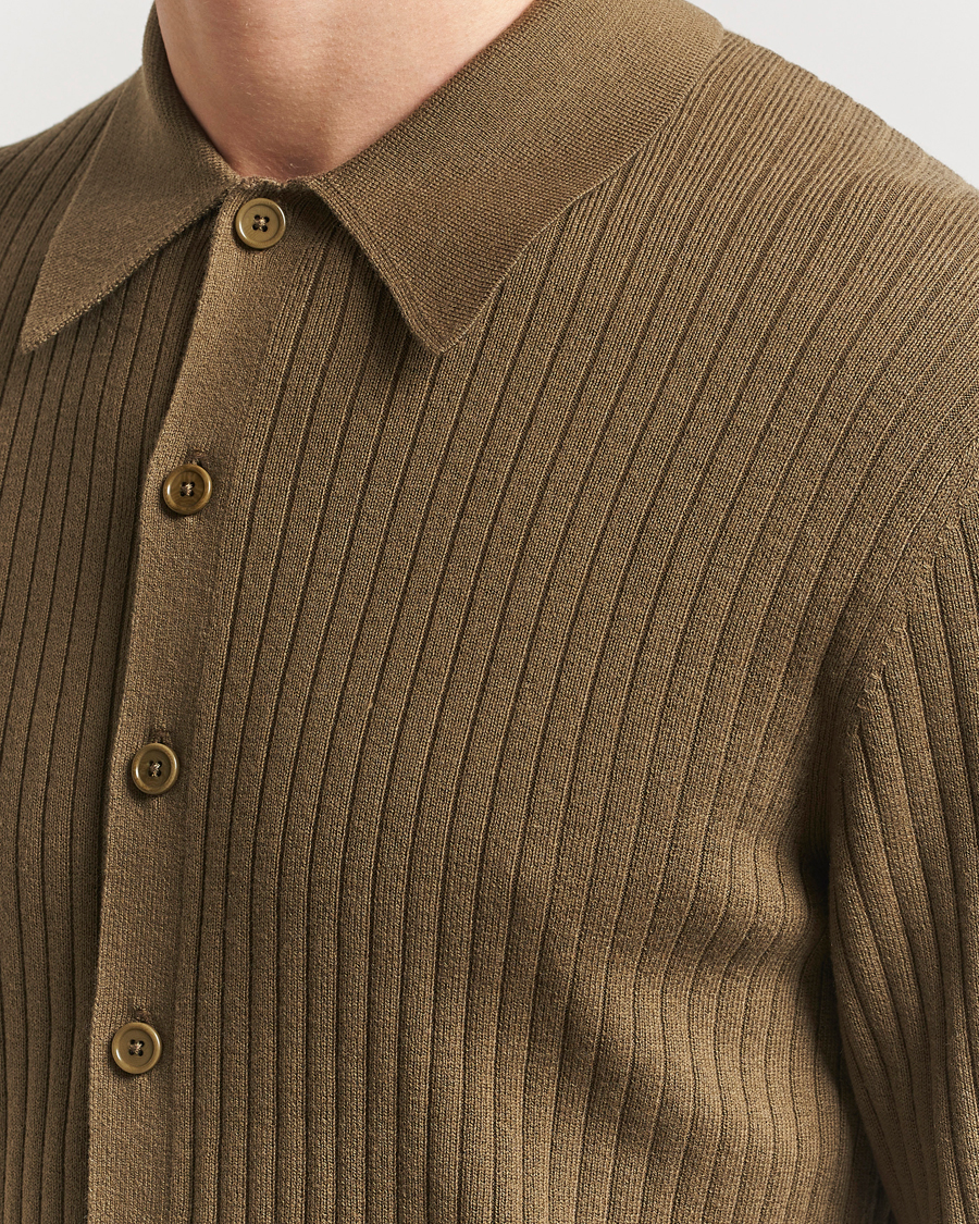 Homme | Pulls Et Tricots | Filippa K | Cotton Merino Ribbed Knitted Cardigan Olive Green