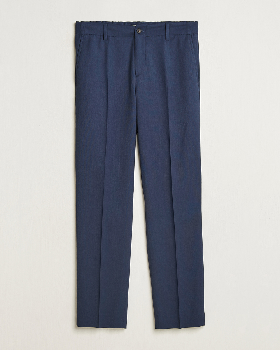 Homme | Pantalons | Filippa K | Tailored Twill Drawstring Trousers Dusk Blue