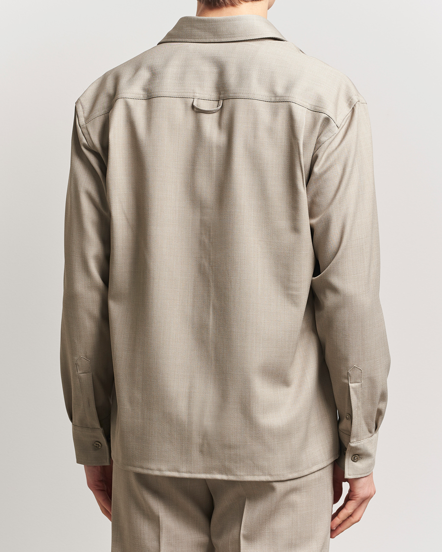 Homme | Chemises | Filippa K | Boxy Wool Twill Shirt Sage Melange