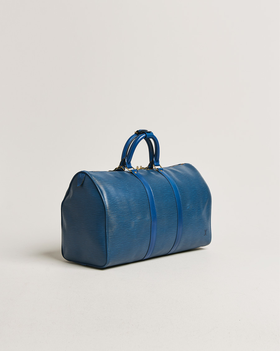Homme | Louis Vuitton Pre-Owned Keepall 45 Epi Leather Bag Blue | Louis Vuitton Pre-Owned | Keepall 45 Epi Leather Bag Blue