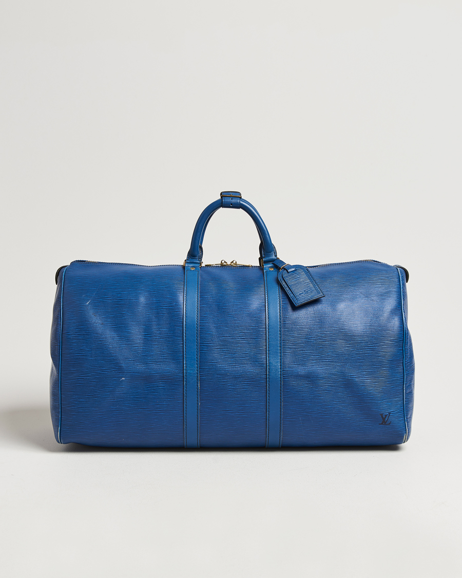 Homme | Louis Vuitton Pre-Owned Keepall 55 EPI Leather Bag Blue | Louis Vuitton Pre-Owned | Keepall 55 EPI Leather Bag Blue