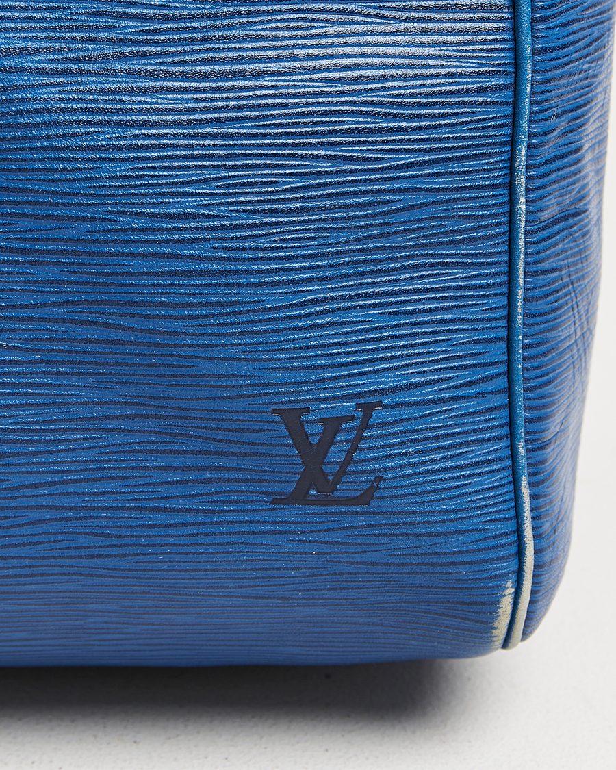 Homme | Louis Vuitton Pre-Owned Keepall 55 EPI Leather Bag Blue | Louis Vuitton Pre-Owned | Keepall 55 EPI Leather Bag Blue