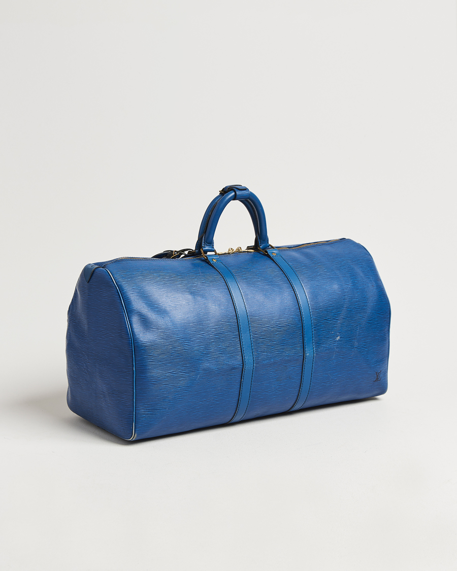 Homme | Louis Vuitton Pre-Owned Keepall 55 EPI Leather Bag Blue | Louis Vuitton Pre-Owned | Keepall 55 EPI Leather Bag Blue