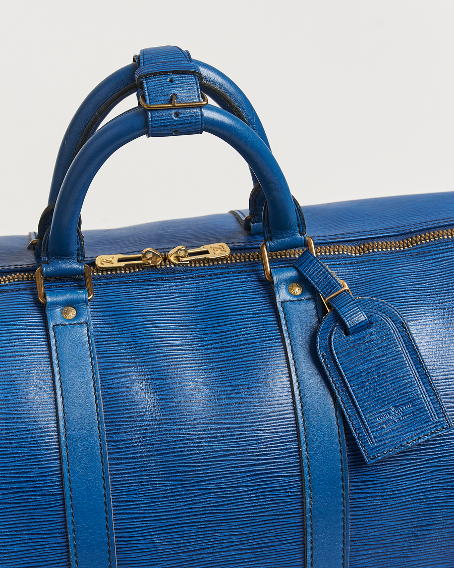 Homme | Louis Vuitton Pre-Owned Keepall 55 EPI Leather Bag Blue | Louis Vuitton Pre-Owned | Keepall 55 EPI Leather Bag Blue