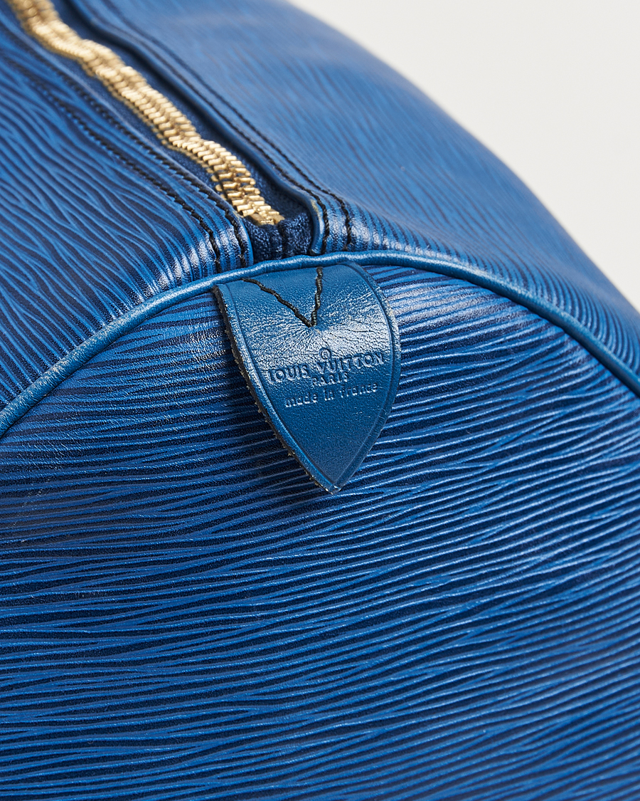 Homme | Louis Vuitton Pre-Owned Keepall 55 EPI Leather Bag Blue | Louis Vuitton Pre-Owned | Keepall 55 EPI Leather Bag Blue
