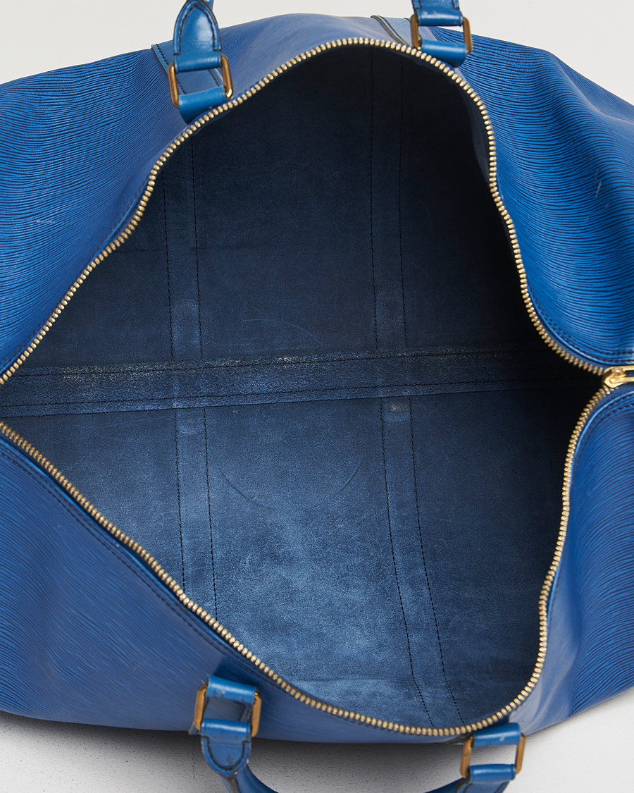 Homme | Louis Vuitton Pre-Owned Keepall 55 EPI Leather Bag Blue | Louis Vuitton Pre-Owned | Keepall 55 EPI Leather Bag Blue