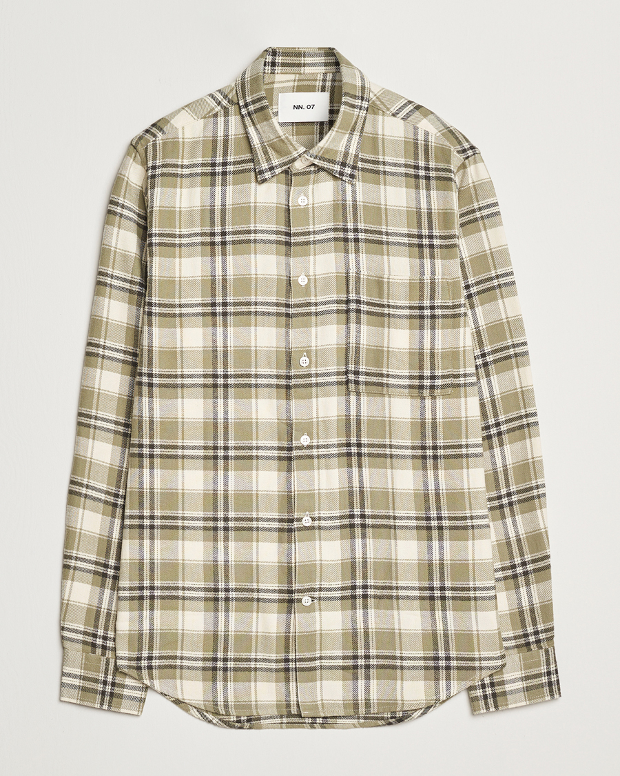 Homme | Chemises | NN07 | Arne Brushed Cotton Checked Shirt Green/Beige