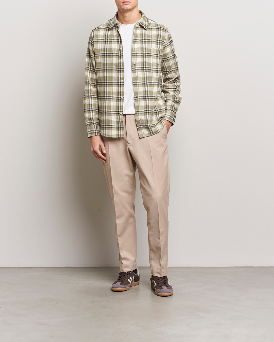 Homme | Chemises | NN07 | Arne Brushed Cotton Checked Shirt Green/Beige