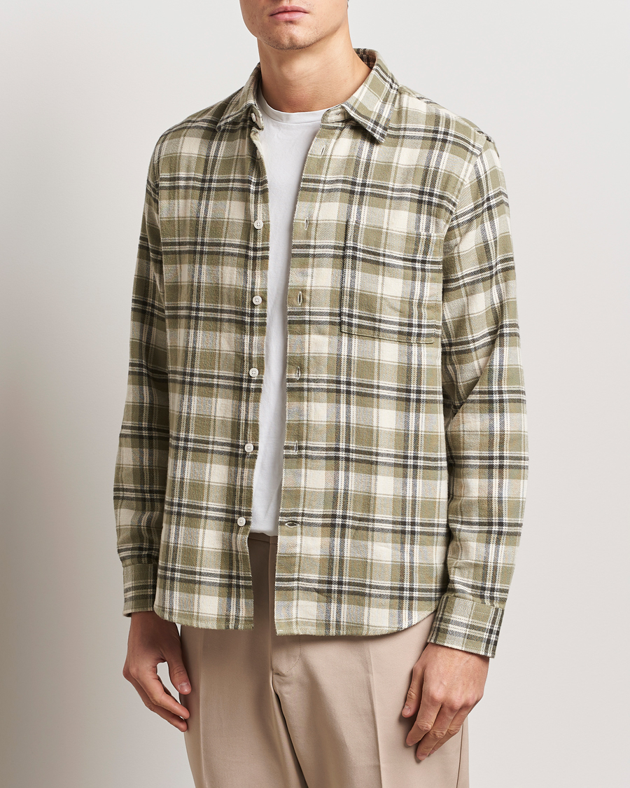 Homme | Chemises | NN07 | Arne Brushed Cotton Checked Shirt Green/Beige