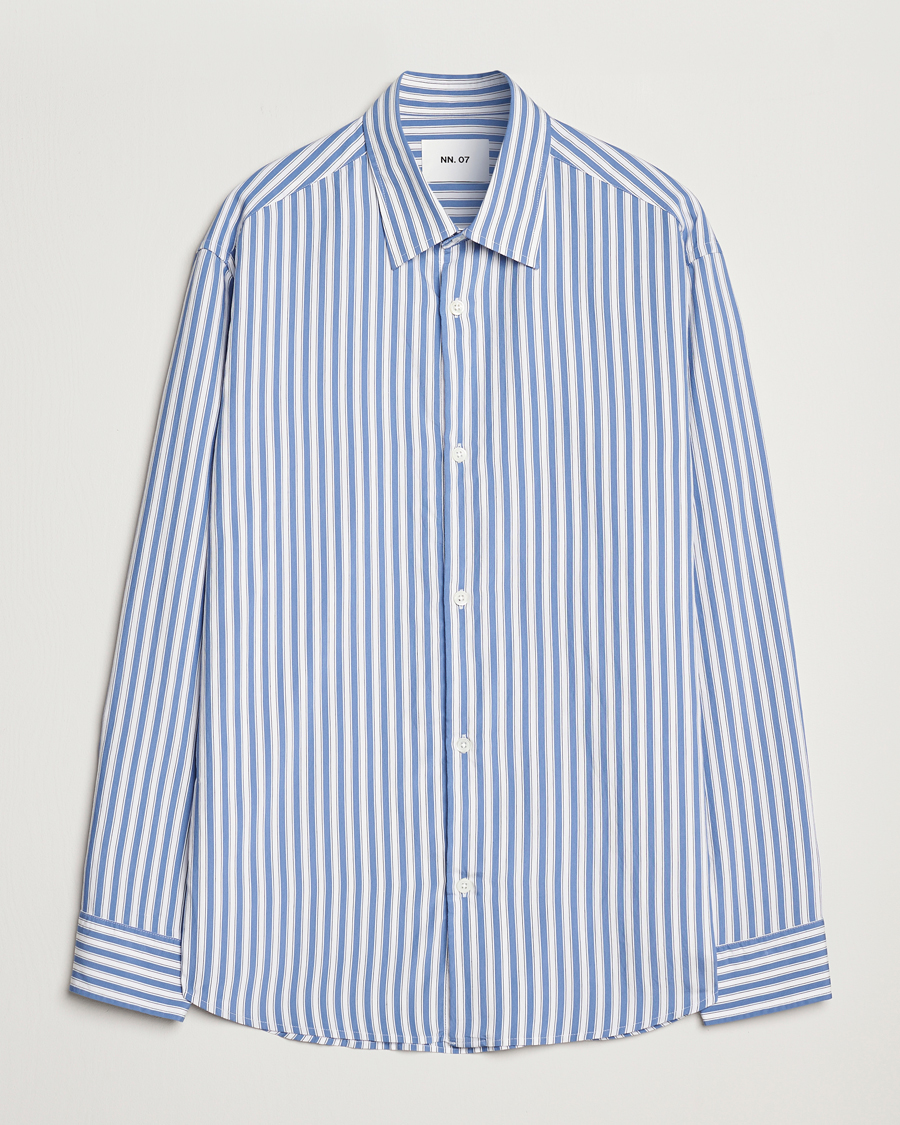 Homme | Chemises | NN07 | Freddy Twill Striped Shirt Blue/White
