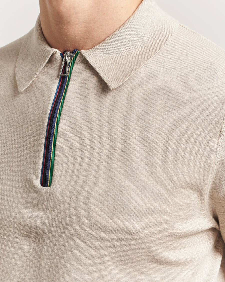 Homme | Polos | PS Paul Smith | Cotton Knitted Half Zip Polo Off White