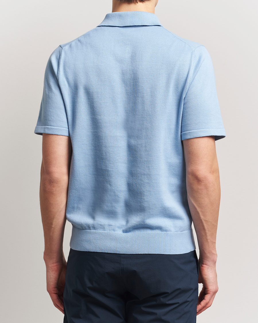 Homme | Polos | PS Paul Smith | Cotton Knitted Half Zip Polo Light Blue
