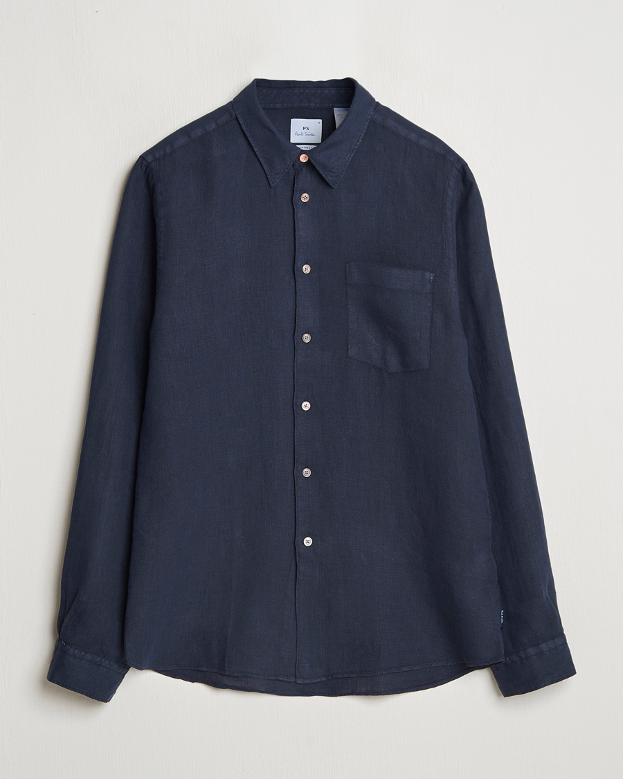 Homme | Chemises | PS Paul Smith | Tailored Fit Linen Shirt Navy