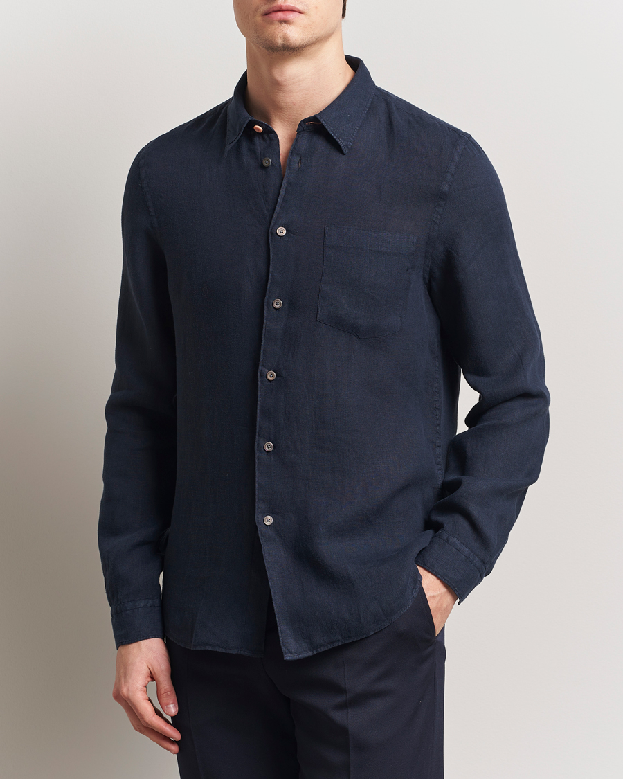 Homme | Chemises | PS Paul Smith | Tailored Fit Linen Shirt Navy
