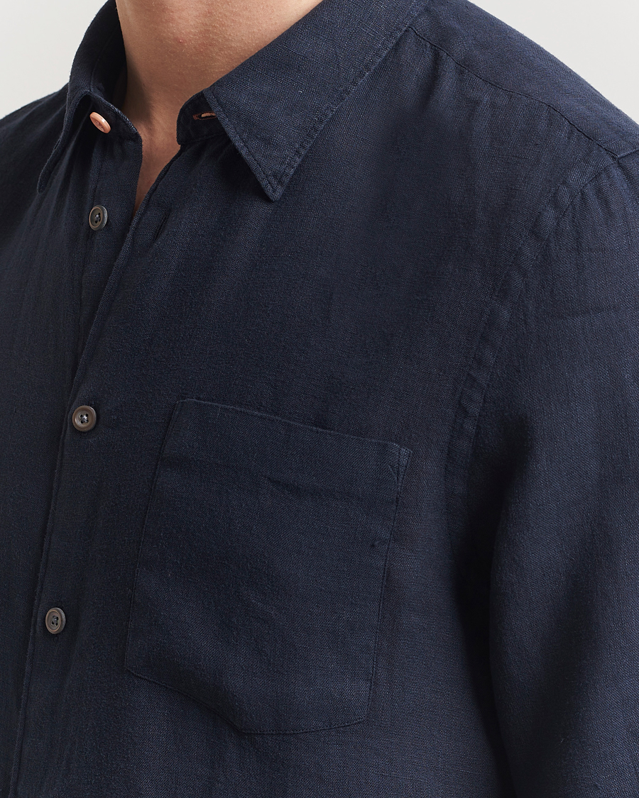 Homme | Chemises | PS Paul Smith | Tailored Fit Linen Shirt Navy