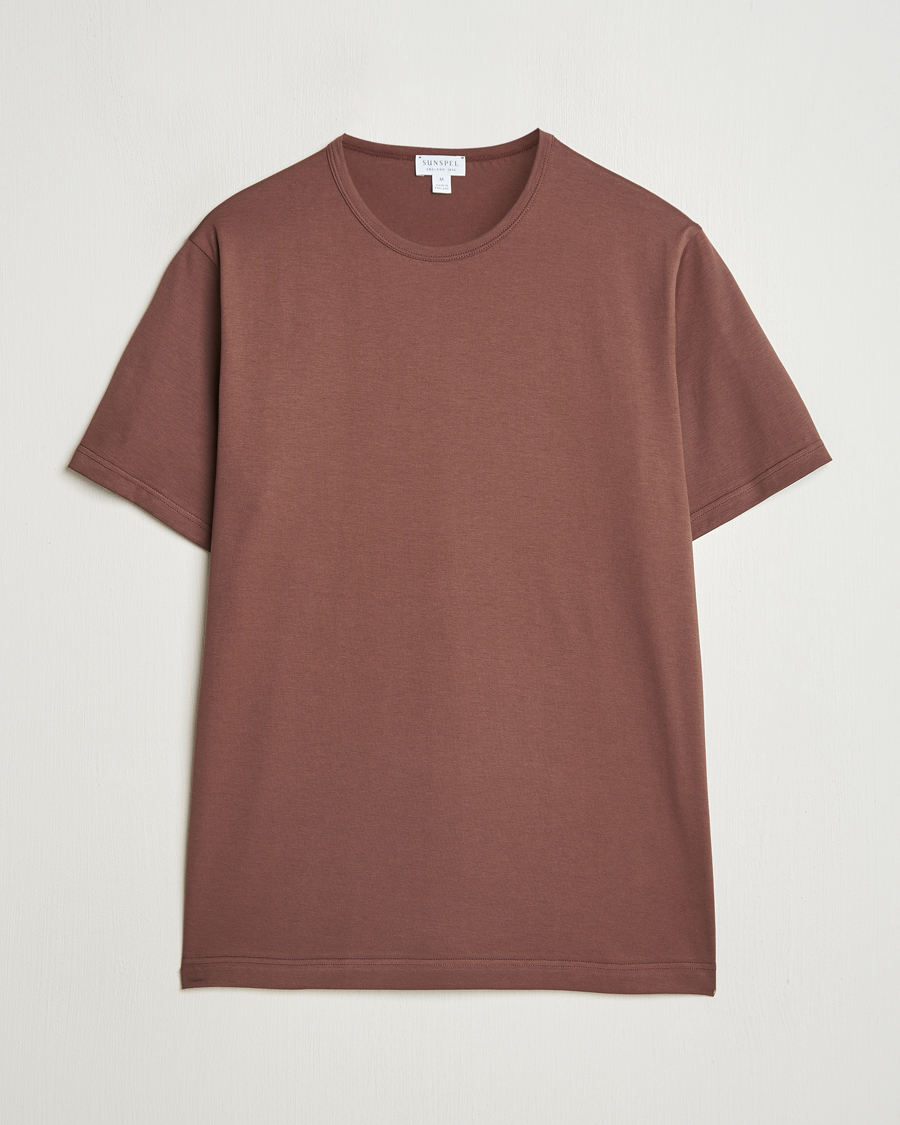 Homme | T-shirts | Sunspel | Crew Neck Q82 Cotton T-Shirt Cocoa Brown