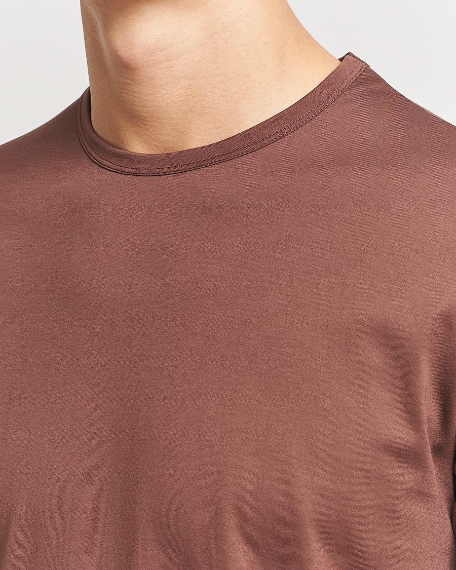 Homme | T-shirts | Sunspel | Crew Neck Q82 Cotton T-Shirt Cocoa Brown