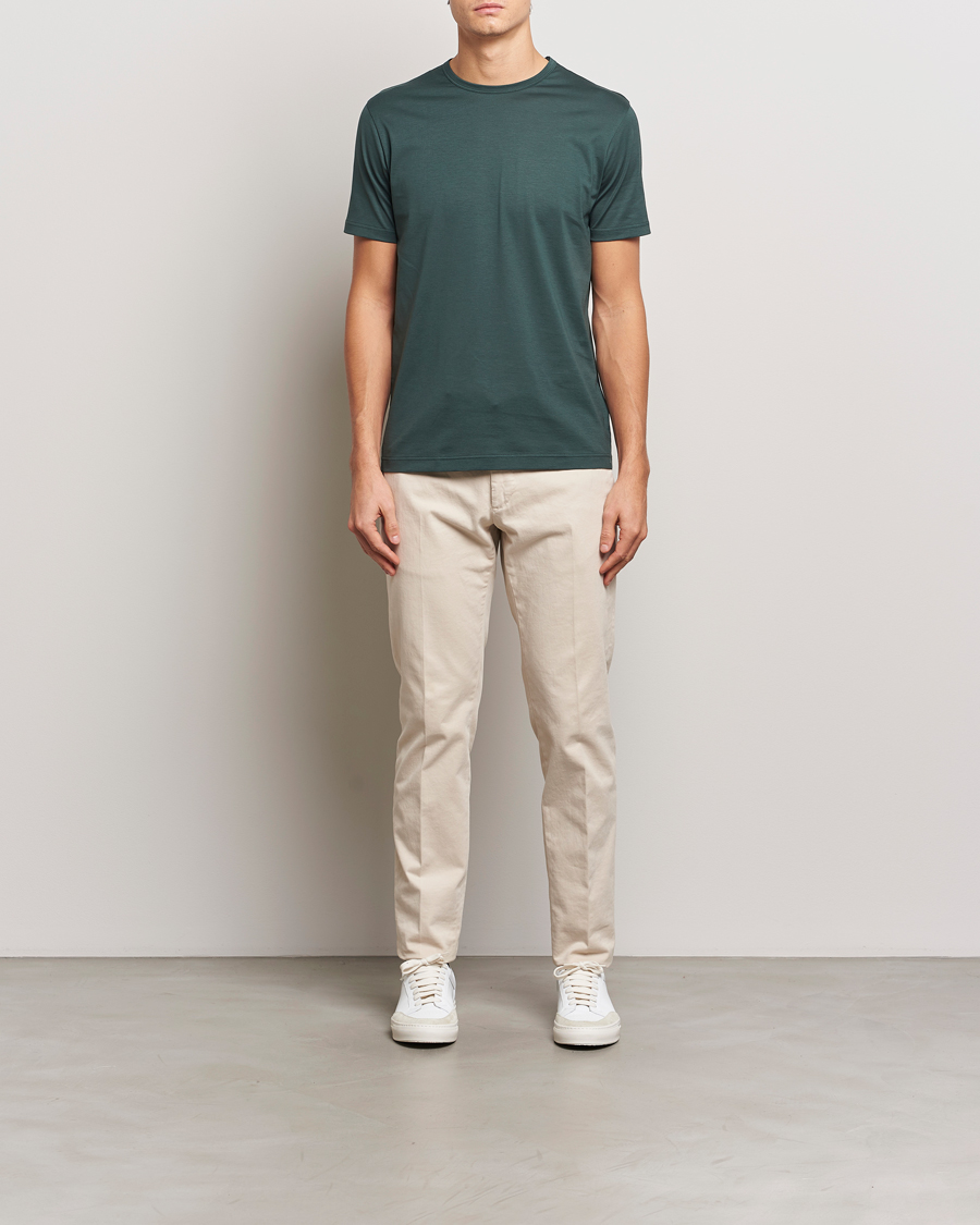 Homme | T-shirts | Sunspel | Crew Neck Q82 Cotton T-Shirt Holly Green