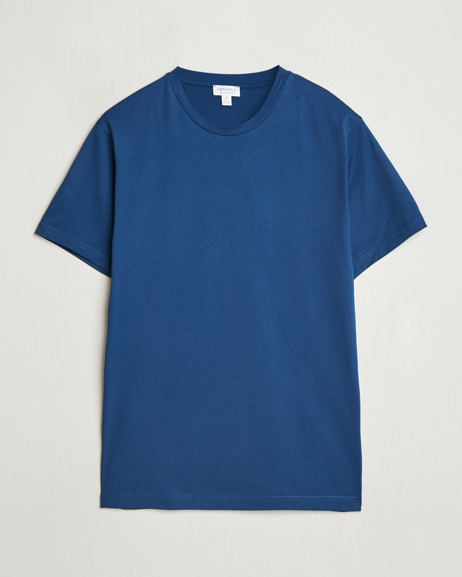 Homme | T-shirts | Sunspel | Riviera Midweight T-Shirt Navy Blue