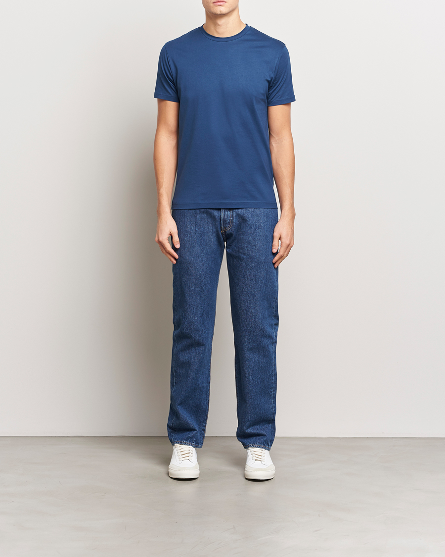 Homme | T-shirts | Sunspel | Riviera Midweight T-Shirt Navy Blue