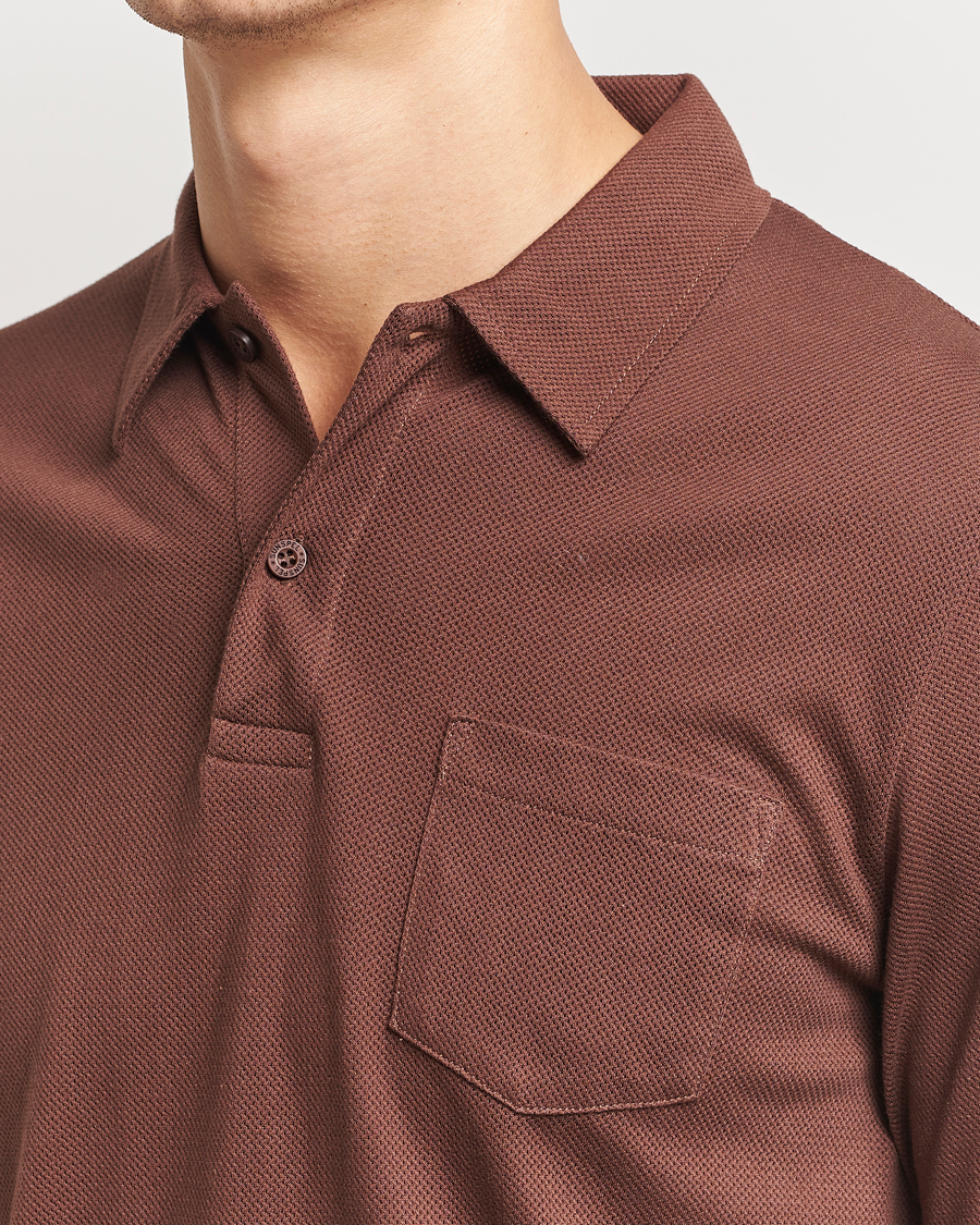 Homme | Pulls Et Tricots | Sunspel | Long Sleeve Riviera Polo Shirt Cocoa Brown