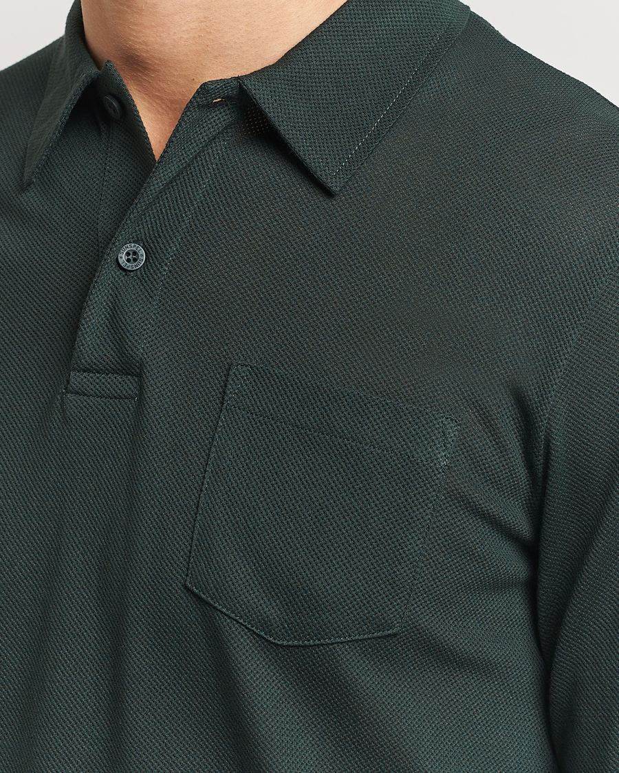 Homme | Pulls Et Tricots | Sunspel | Long Sleeve Riviera Polo Shirt Holly Green