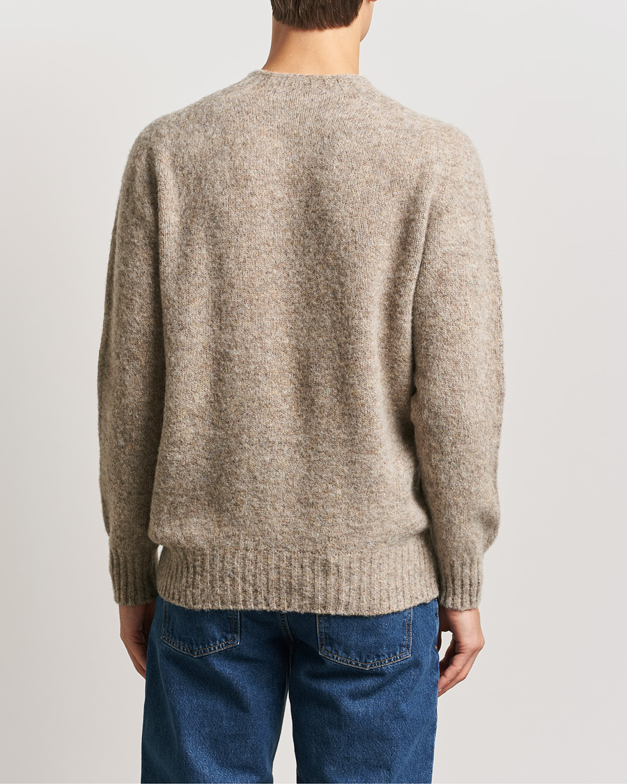 Homme | Pulls Et Tricots | Sunspel | Brushed Shetland Crew Neck Oatmeal Melange