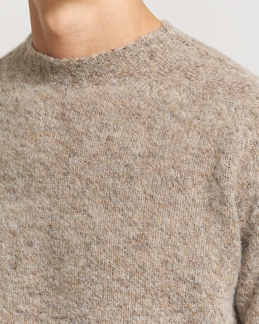 Homme | Pulls Et Tricots | Sunspel | Brushed Shetland Crew Neck Oatmeal Melange