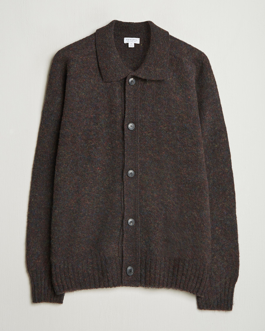 Homme | Pulls Et Tricots | Sunspel | Brushed Shetland Knitted Shirt Midnight Melange
