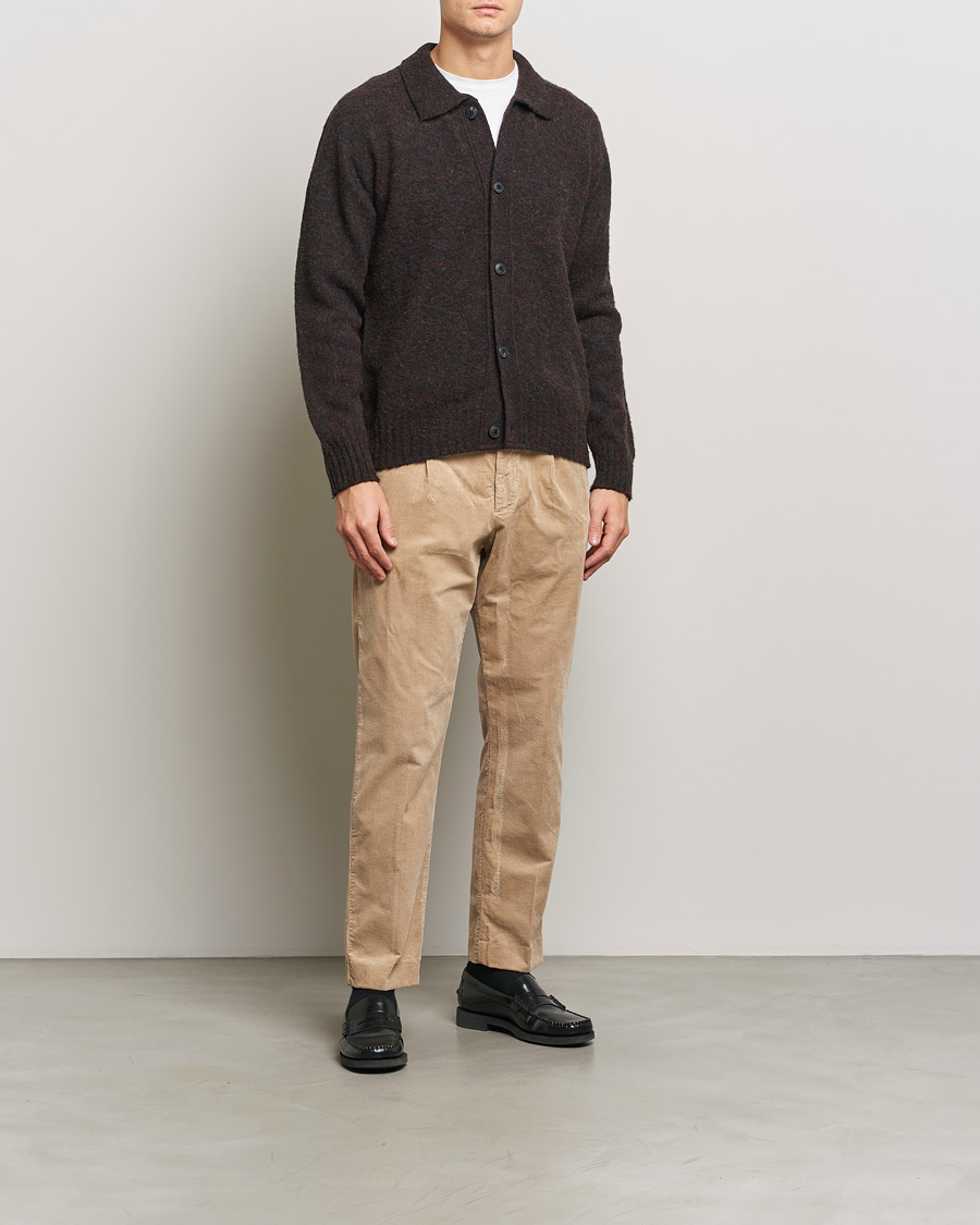 Homme | Pulls Et Tricots | Sunspel | Brushed Shetland Knitted Shirt Midnight Melange