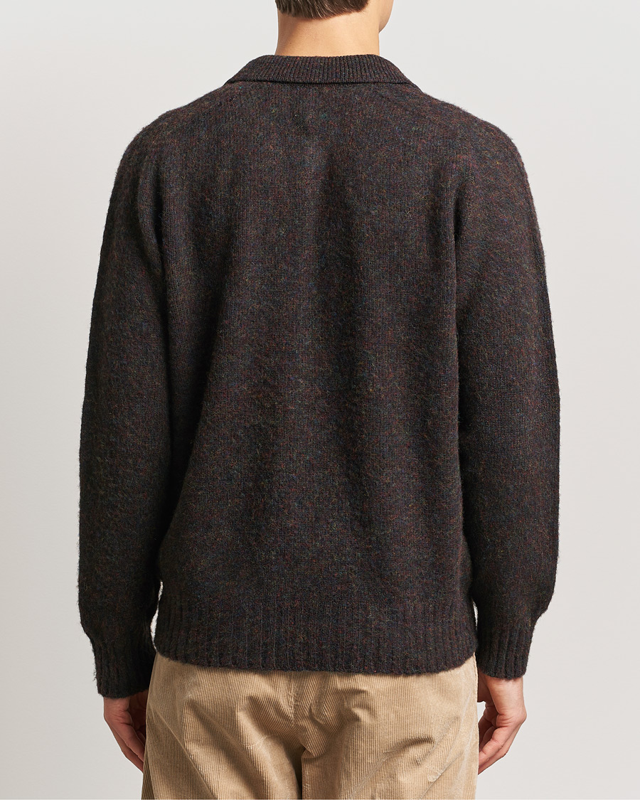 Homme | Pulls Et Tricots | Sunspel | Brushed Shetland Knitted Shirt Midnight Melange
