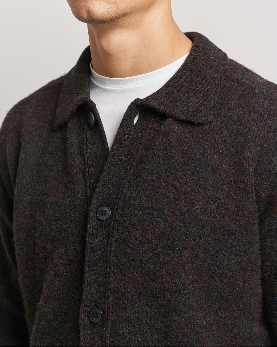 Homme | Pulls Et Tricots | Sunspel | Brushed Shetland Knitted Shirt Midnight Melange