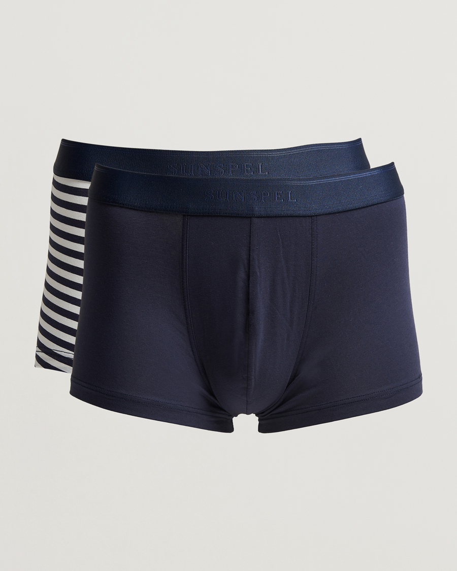Homme | Sous-Vêtements Et Chaussettes | Sunspel | 2-Pack Cotton Stretch Trunk Navy/English Stripe