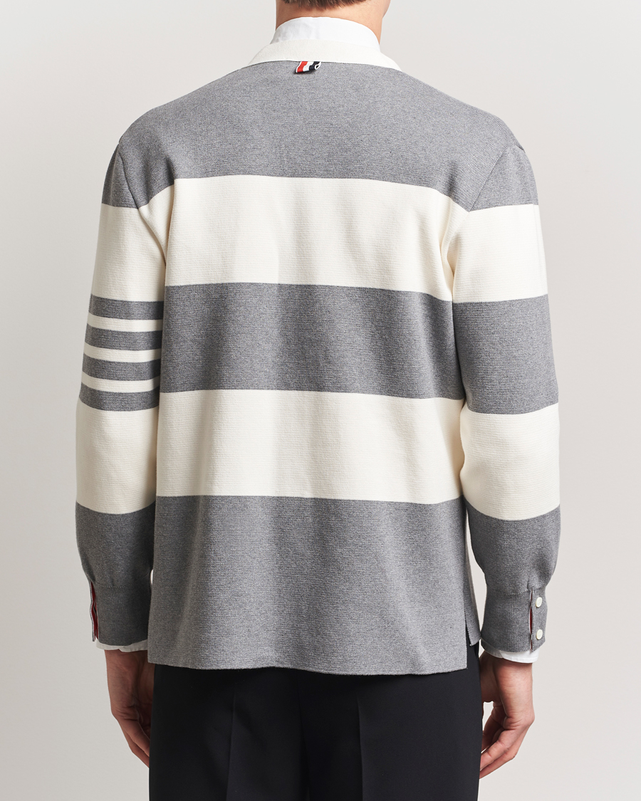 Homme | Pulls Et Tricots | Thom Browne | Rugby Stripe Cotton Cardigan Grey/White