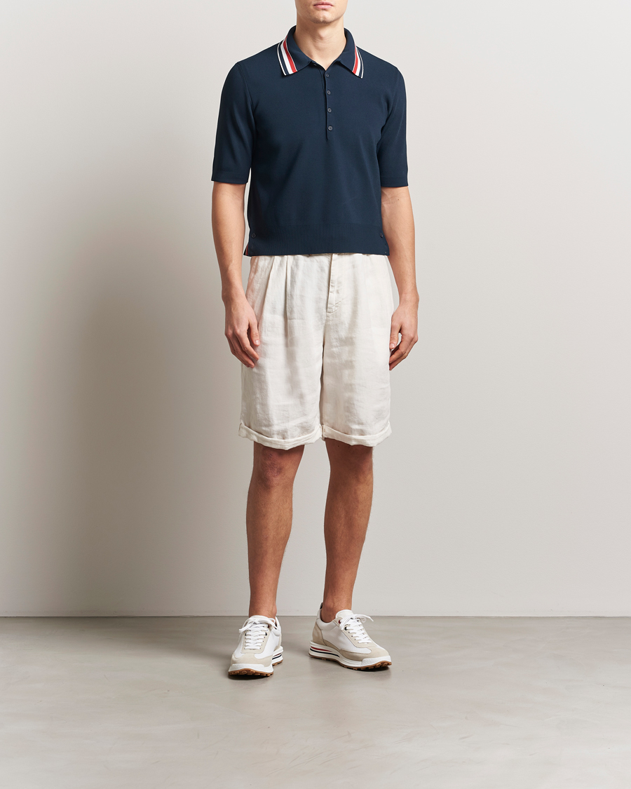 Homme | Polos | Thom Browne | Needle Stitch Tennis Polo Navy
