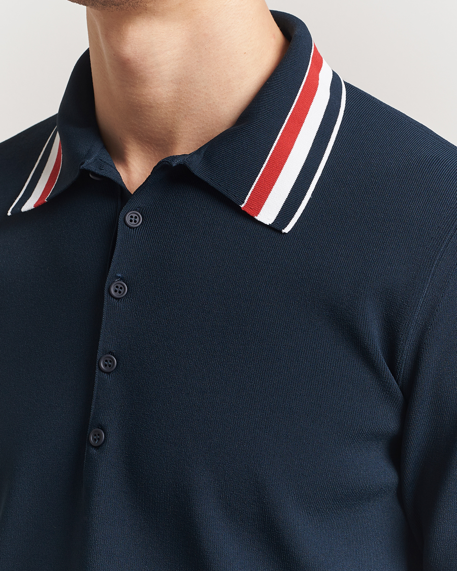 Homme | Polos | Thom Browne | Needle Stitch Tennis Polo Navy