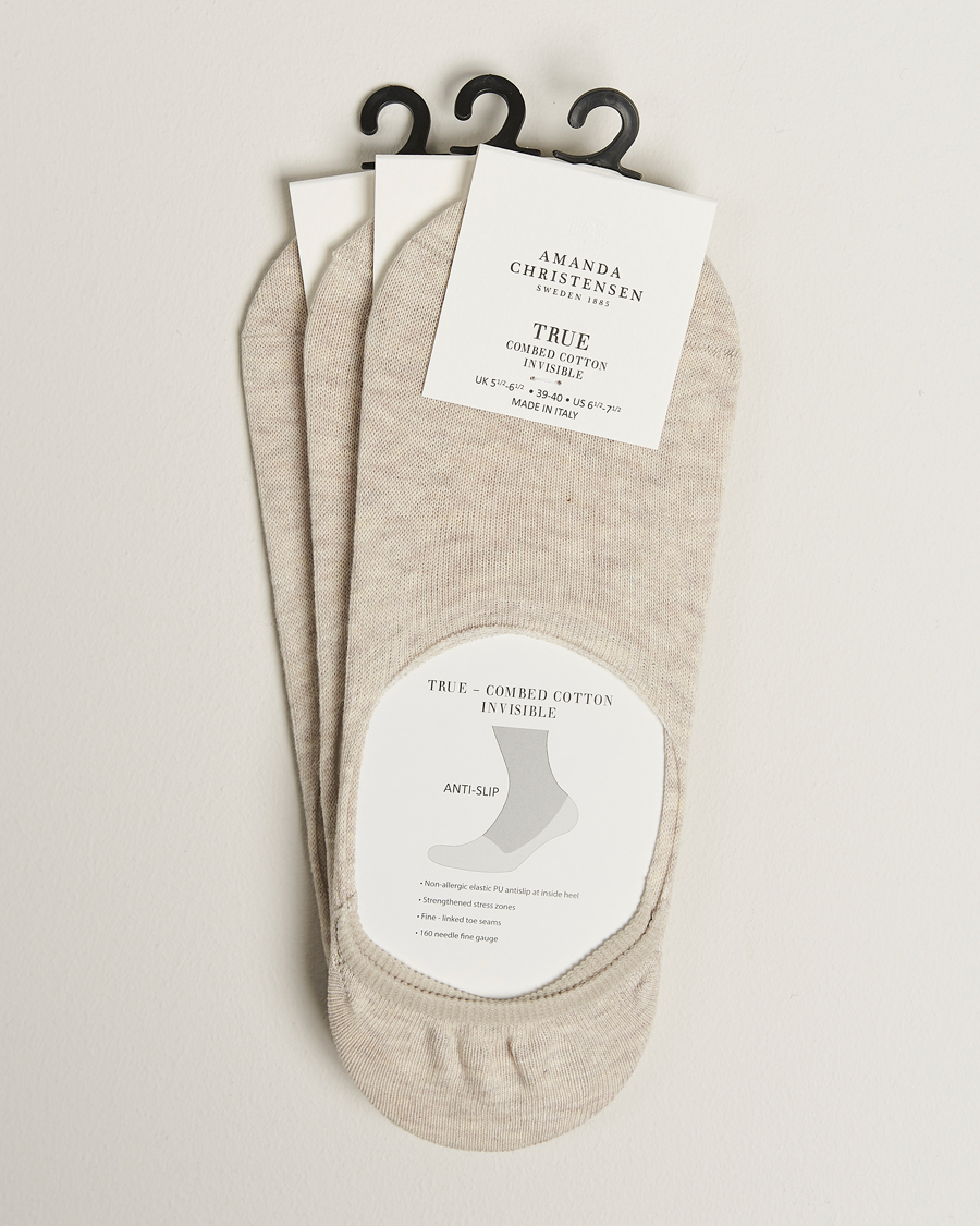Homme | Sous-Vêtements Et Chaussettes | Amanda Christensen | 3-Pack True Cotton Invisible Socks Sand Melange