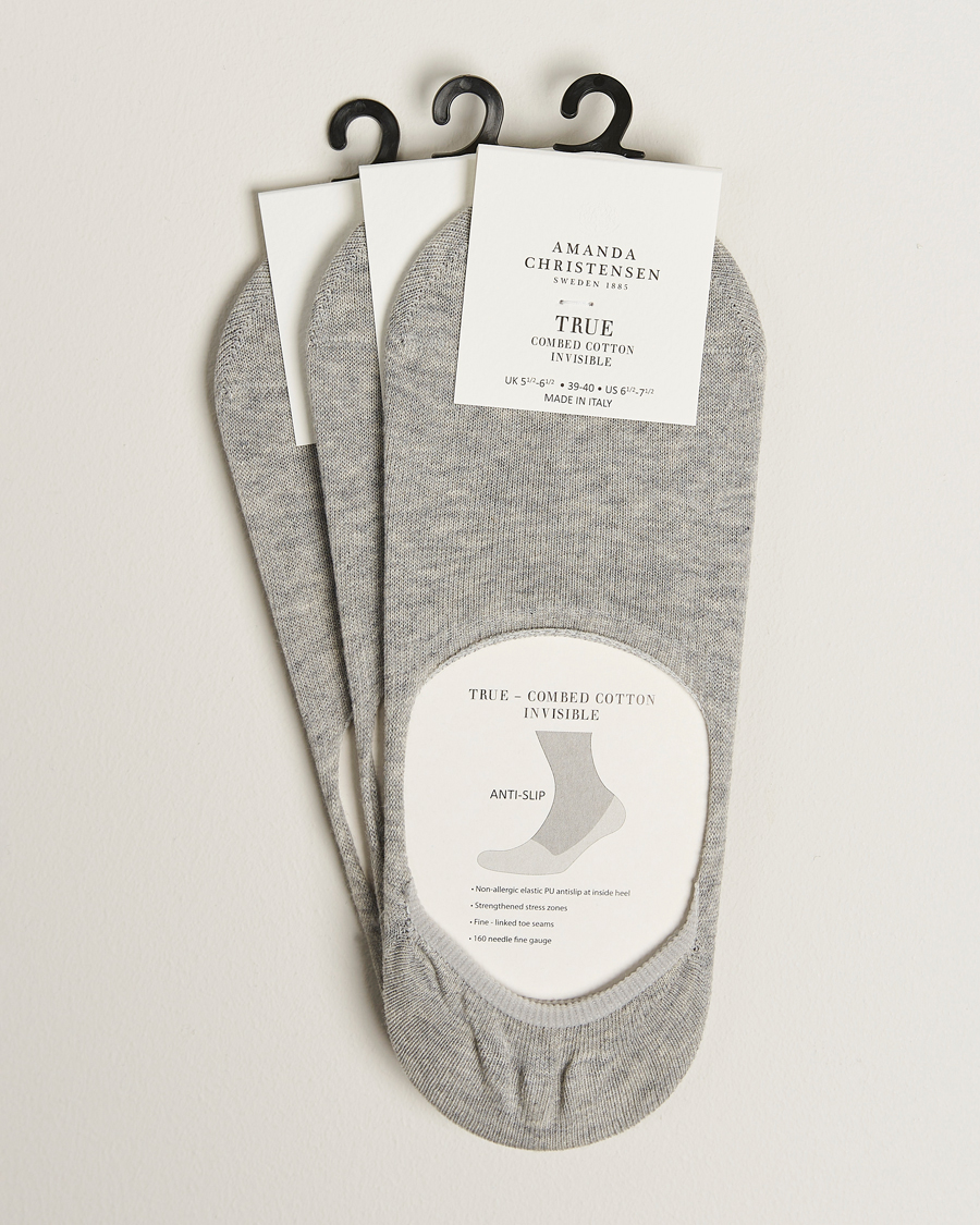 Homme | Sous-Vêtements Et Chaussettes | Amanda Christensen | 3-Pack True Cotton Invisible Socks Light Grey Melange