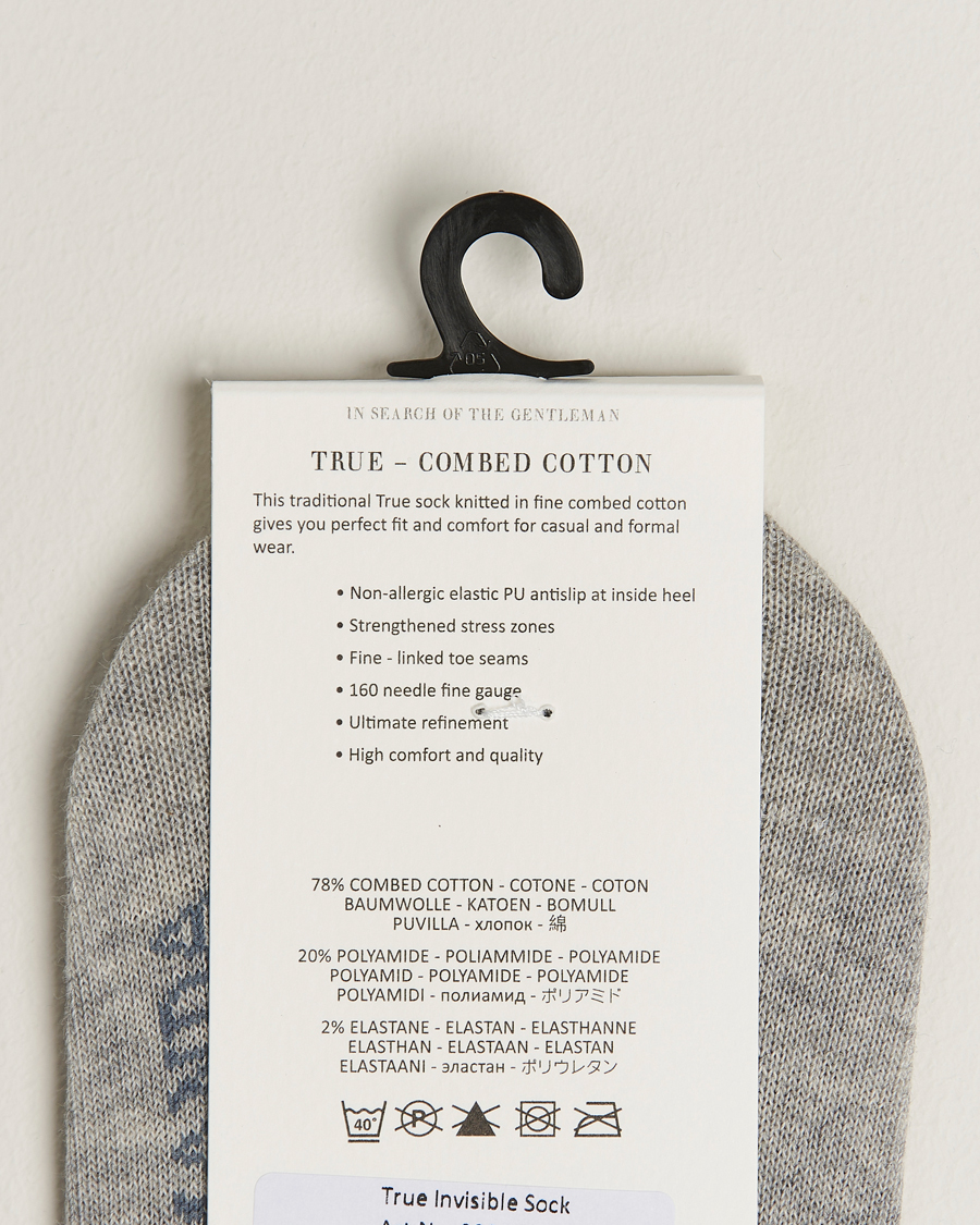 Homme | Sous-Vêtements Et Chaussettes | Amanda Christensen | 3-Pack True Cotton Invisible Socks Light Grey Melange