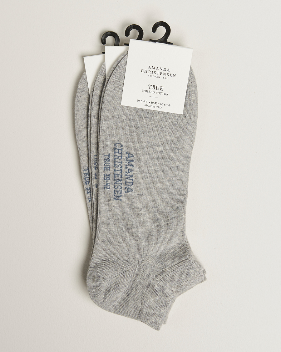 Homme | Sous-Vêtements Et Chaussettes | Amanda Christensen | 3-Pack True Cotton Sneaker Socks Light Grey Melange