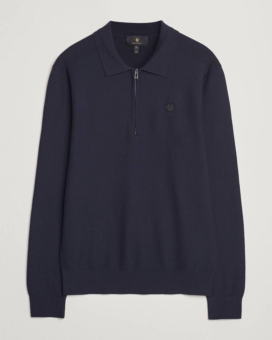 Homme | Pulls Et Tricots | Belstaff | Drift Knitted Zip Polo Navy
