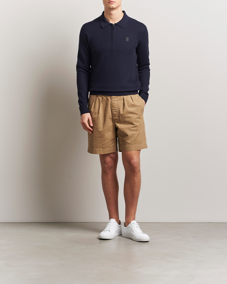 Homme | Pulls Et Tricots | Belstaff | Drift Knitted Zip Polo Navy