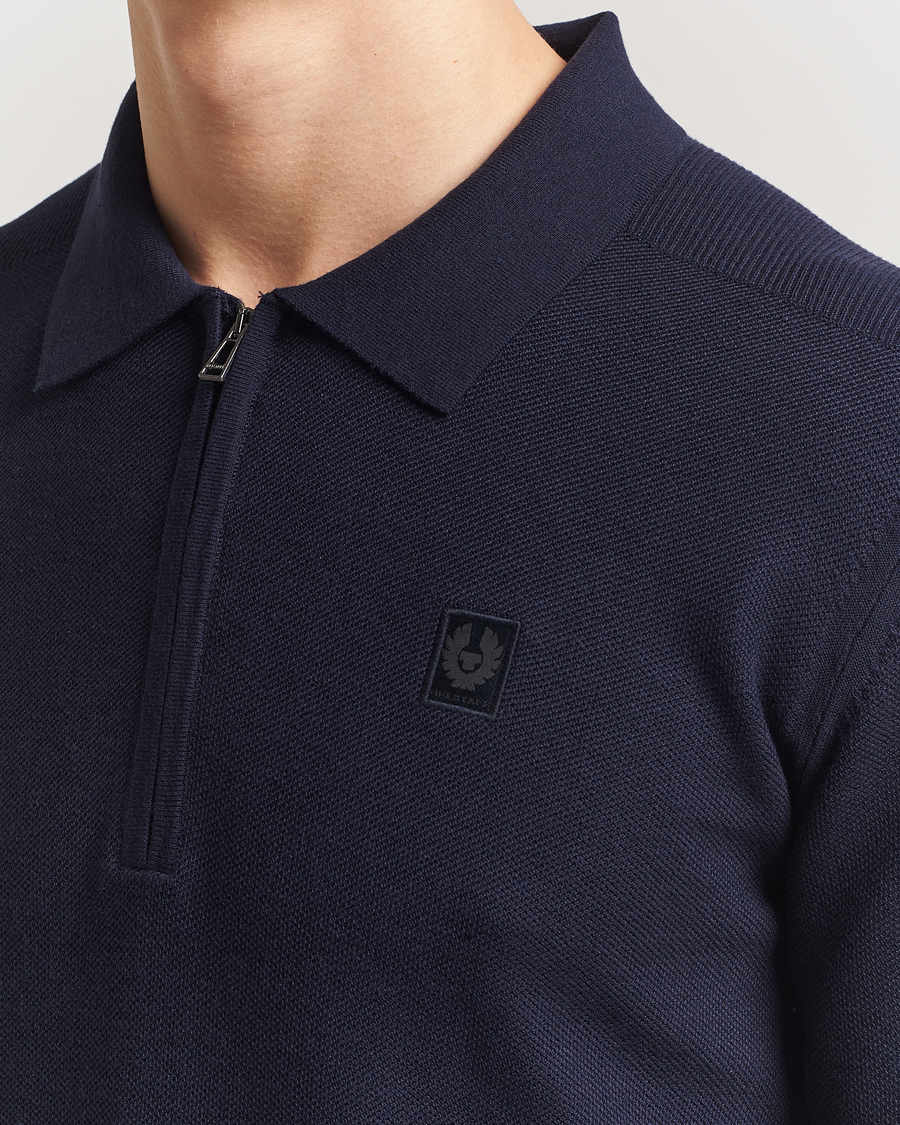 Homme | Pulls Et Tricots | Belstaff | Drift Knitted Zip Polo Navy