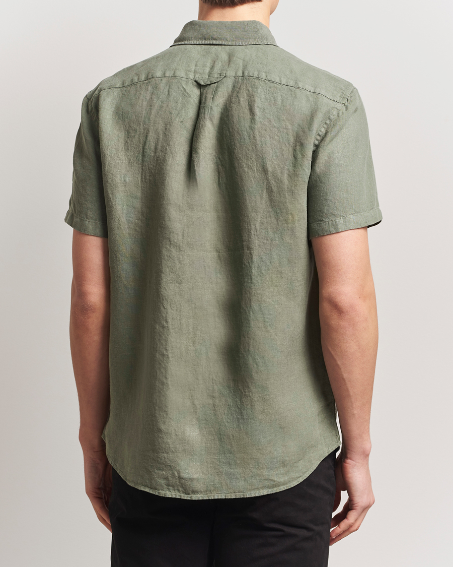 Homme | Chemises | Belstaff | Scale Short Sleeve Linen Shirt Surplus Green