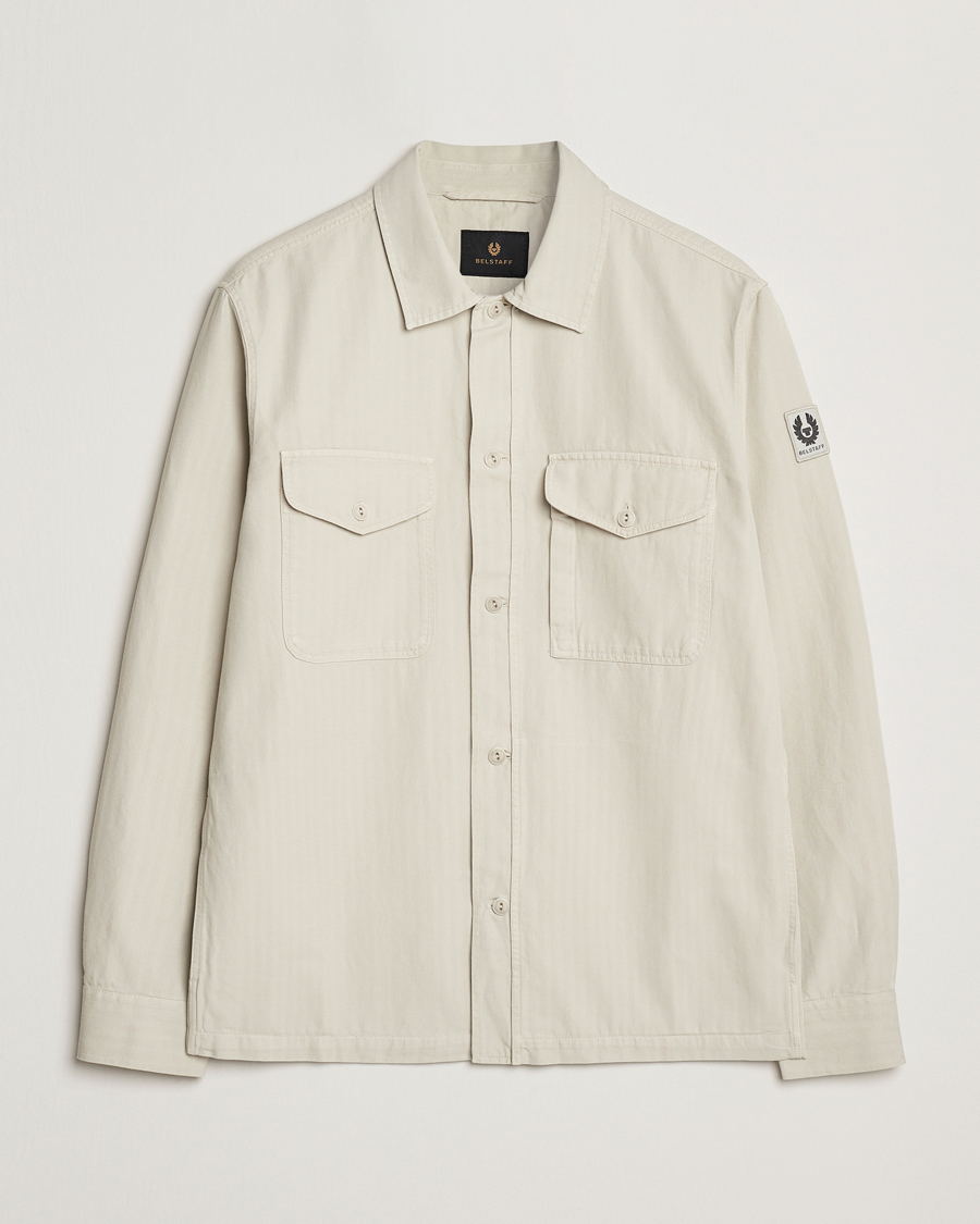 Homme | Chemises | Belstaff | CS60 Cotton Herringbone Overshirt Stone Beige