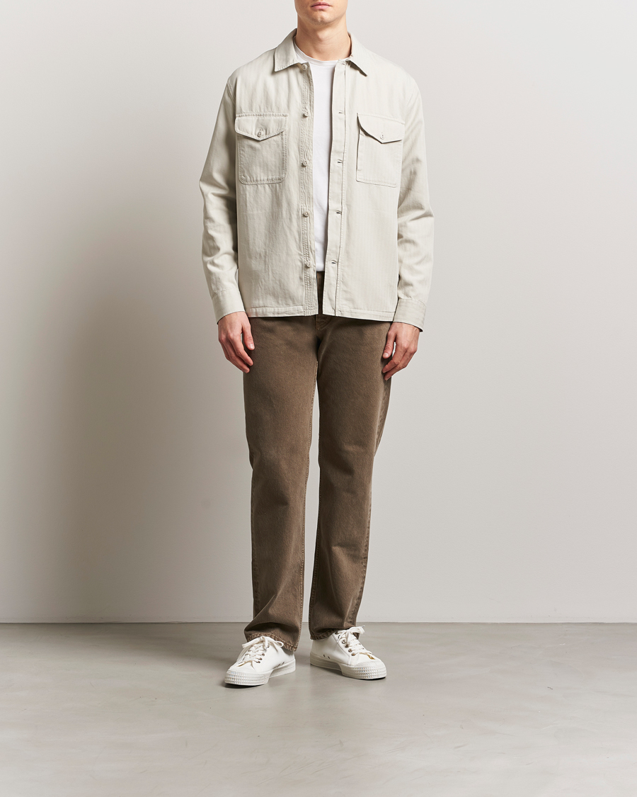 Homme | Chemises | Belstaff | CS60 Cotton Herringbone Overshirt Stone Beige