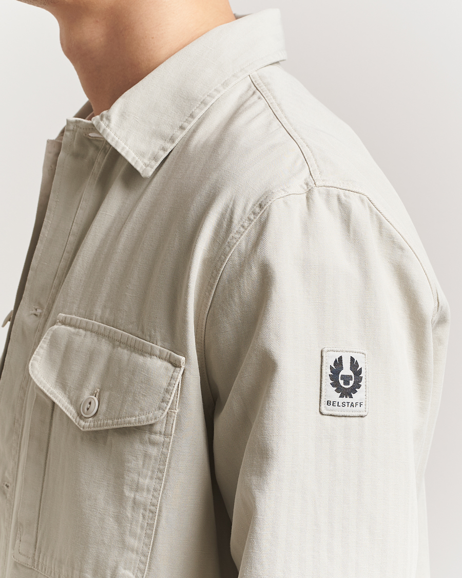 Homme | Chemises | Belstaff | CS60 Cotton Herringbone Overshirt Stone Beige