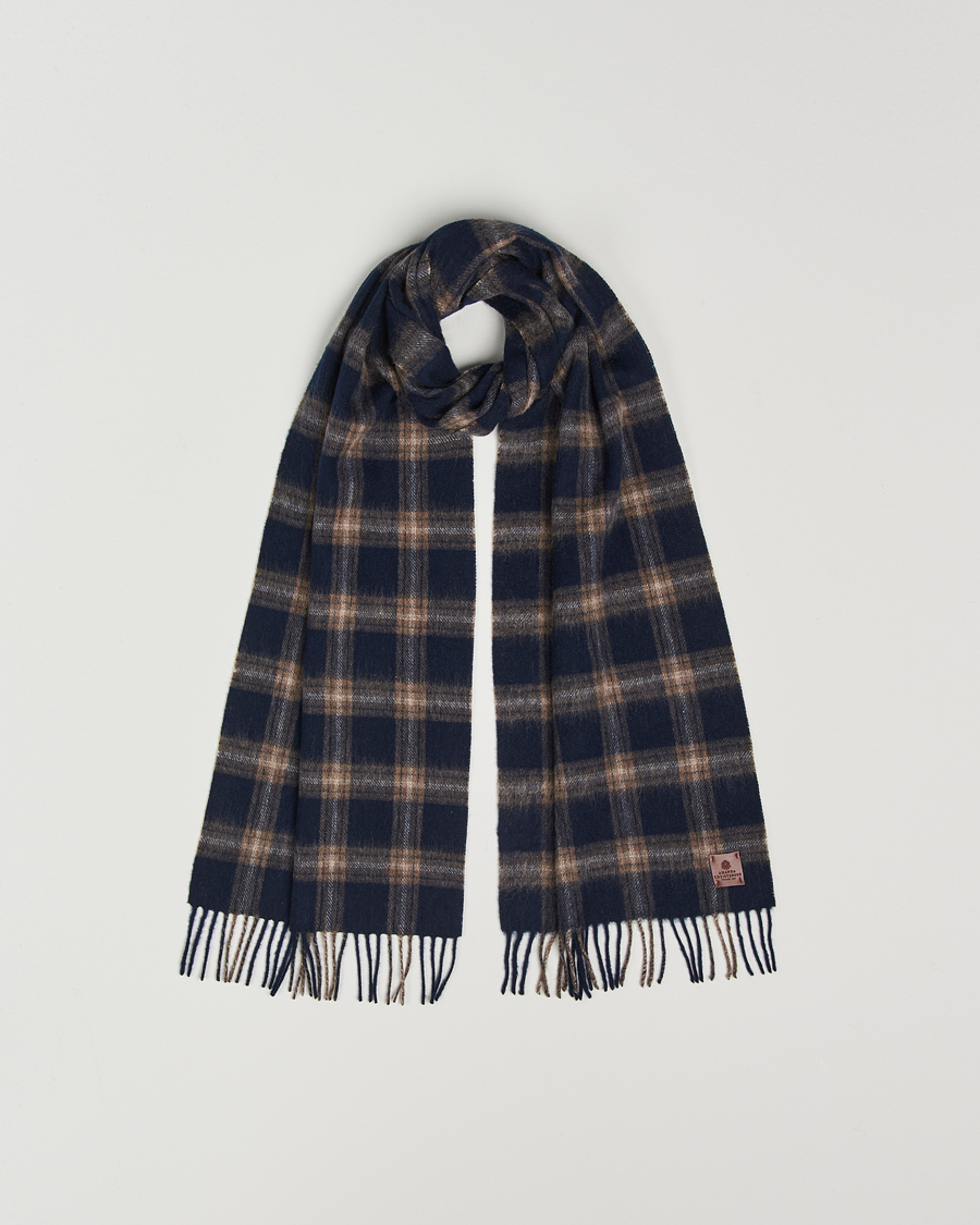 Homme | Amanda Christensen Wool Checked Scarf Navy Melange | Amanda Christensen | Wool Checked Scarf Navy Melange