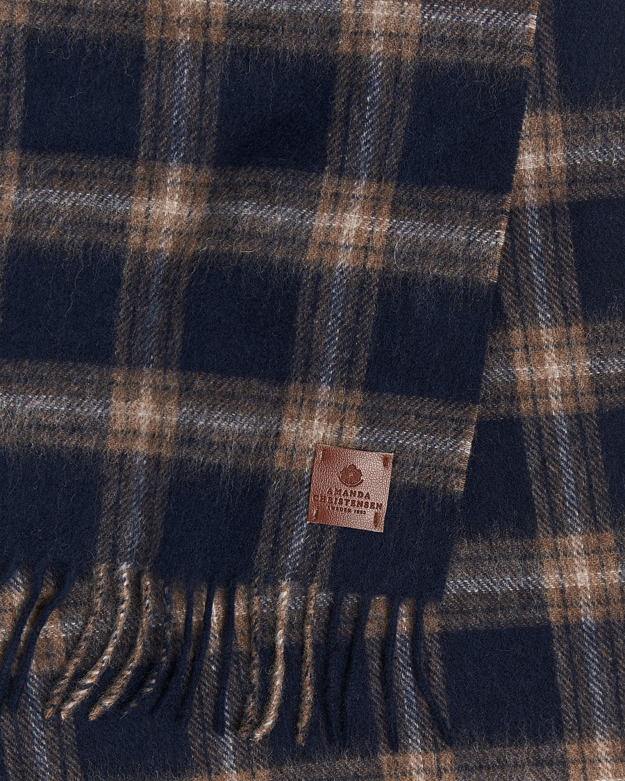 Homme | Amanda Christensen Wool Checked Scarf Navy Melange | Amanda Christensen | Wool Checked Scarf Navy Melange